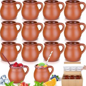 Pack of 12 12 oz Cantaritos De Barro Clay Cups Mexican Clay Mugs Fiesta De Barro Mexicanos Coffee Mugs, Cocktail Glasses and Tea Cups for Tequila